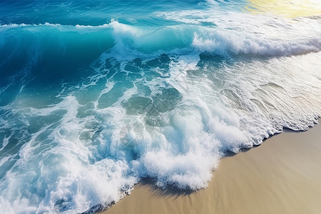海上巨大的波浪产生的泡沫图片