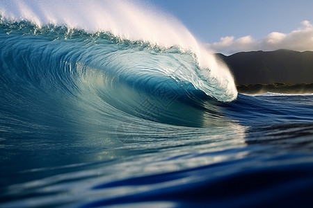 波涛汹涌海洋中的巨大波浪背景
