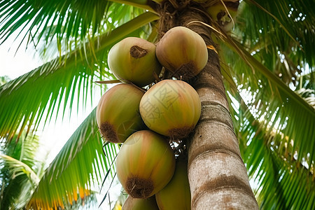 长在树上的椰子树图片