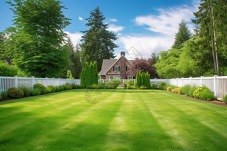 绿色草坪的院子背景图片