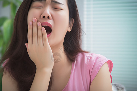 打哈欠疲倦的女人背景图片