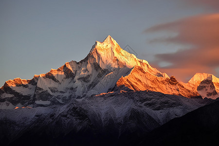 攀登清晨雄伟的山脉风景背景