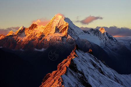 白桦树冬季景观威严的山脉背景