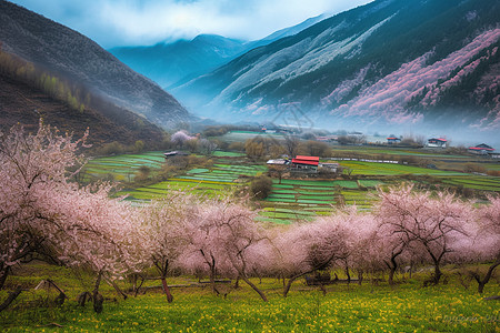 春天美肤节美丽的田园风光背景