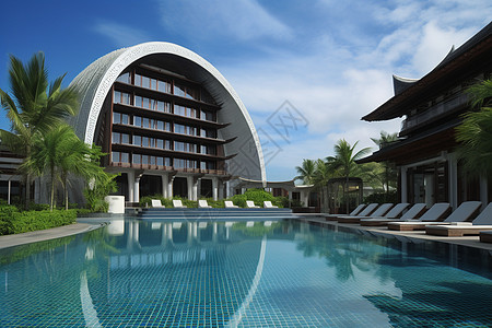 新中式风格的观海酒店背景图片