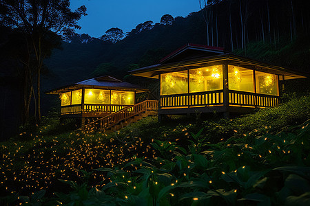 夜间山林里的住宿图片