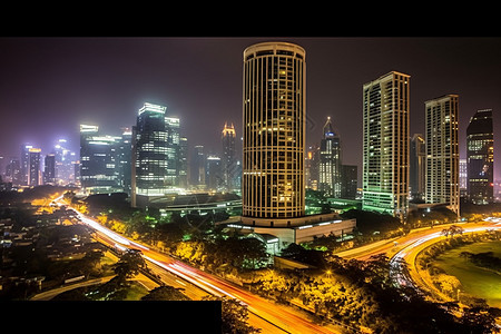 繁华都市夜间美景背景图片