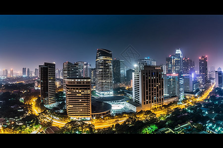 车水马龙的城市夜间景色图片