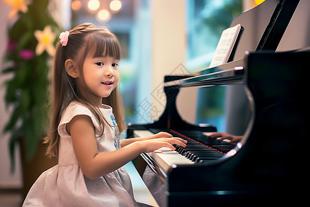 学习钢琴的小女孩图片