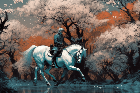 男人骑着白马图片