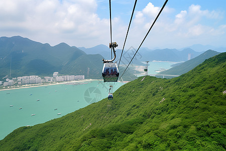 大屿山风景区的缆车高清图片