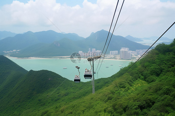 风景区的缆车图片