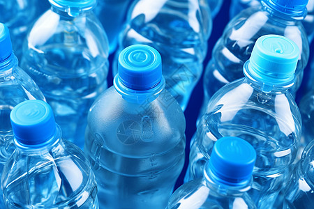 蓝色塑料瓶装水图片