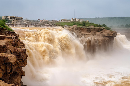 壮观的黄河壶口瀑布背景