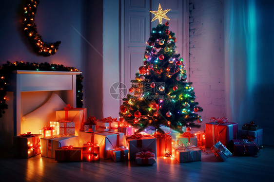 圣诞树和礼物图片