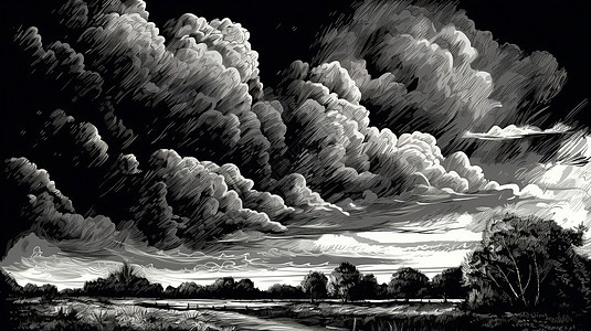 乌云密布的景观图图片