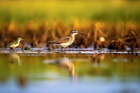 湿地水鸟湿地里的水鸟背景