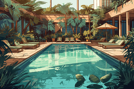 度假风格的游泳池图片