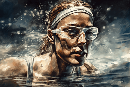 运动员游泳的肖像图片