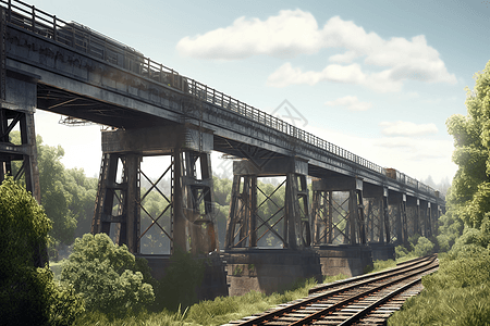 铁路桥全景背景图片