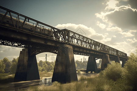 铁路桥全景图片