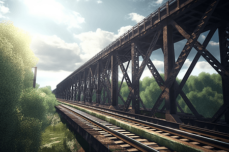 桥梁和火车视图图片