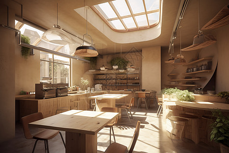 简约现代的木结构餐厅图片