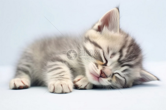 一只可爱的小猫在睡觉图片