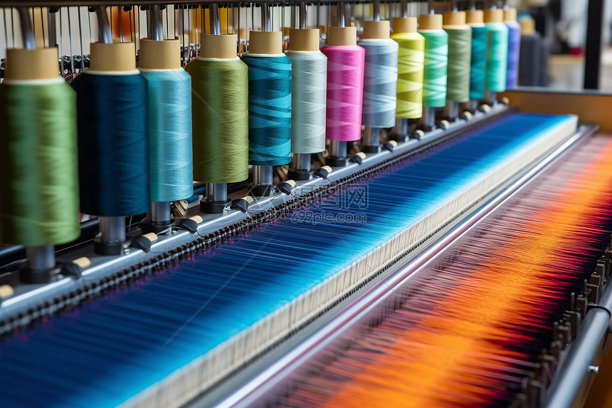 纱线在纺织机上编织纺织品