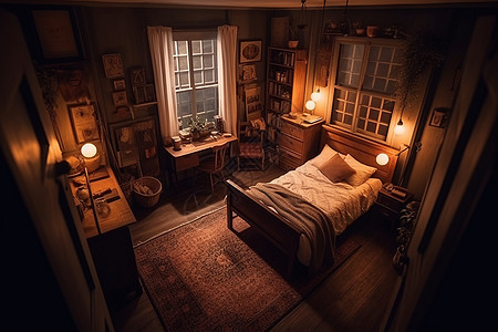 复古风格的卧室图片
