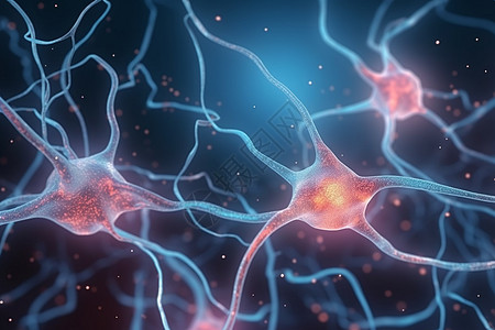 神经元细胞与光脉冲光背景背景图片