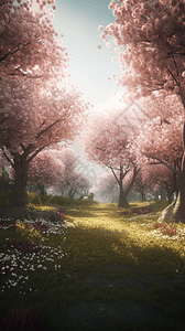 樱花花园背景图片
