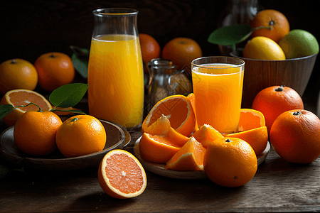 果汁和新鲜水果图片