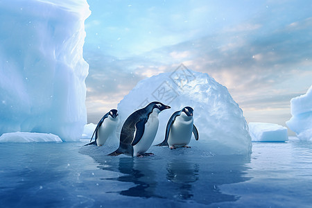 冰天雪地的企鹅背景图片