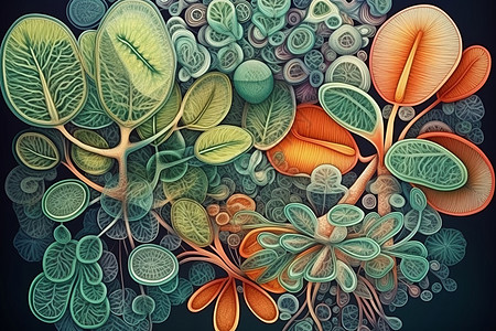 彩色蜗牛花卉和植物插画