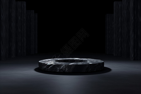 黑色背景上的大理石圆柱背景图片