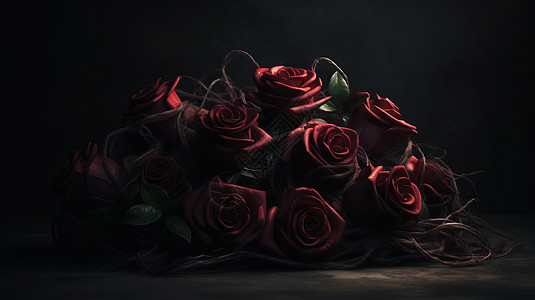 暗色背景下的玫瑰图片