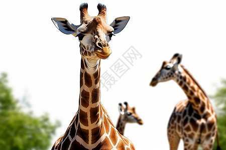 动物园可爱的长颈鹿背景图片