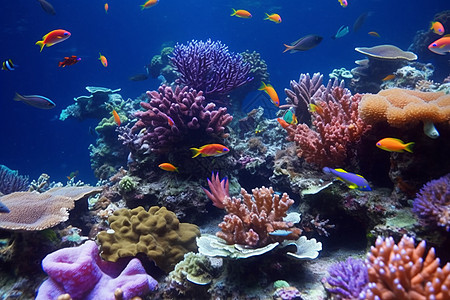 海底的珊瑚和热带鱼图片