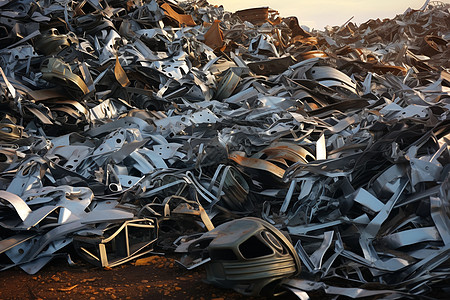 废料场的堆积的金属图片