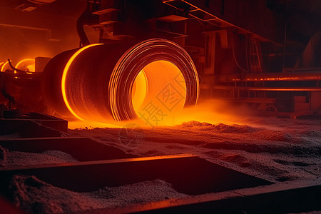 钢铁厂的热轧钢背景图片
