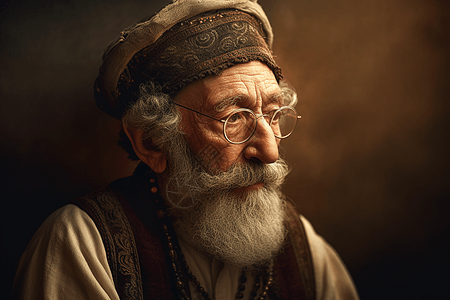一个犹太人与传统服装和配饰图片