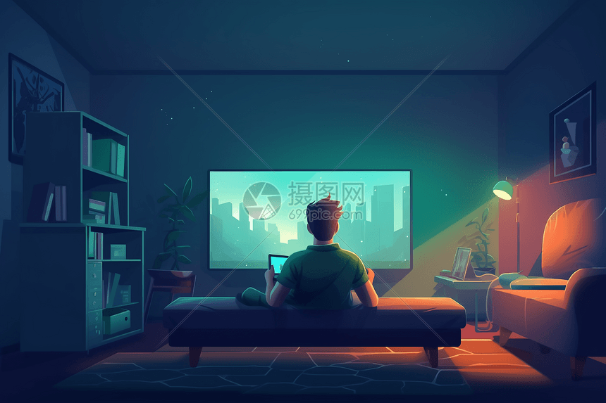 在沙发上玩电子游戏的男孩图片