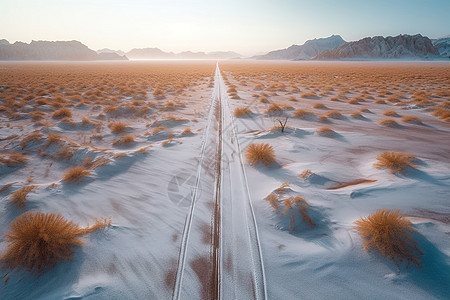 沙漠上的雪景图片