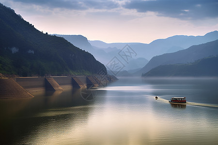 山中平面的湖水高清图片