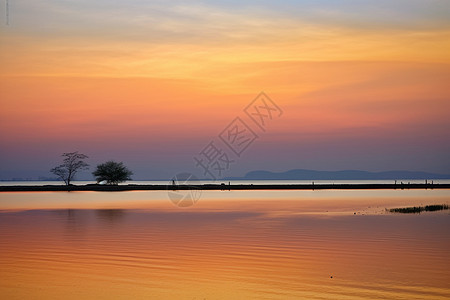 江西鄱阳湖的落日景观图片