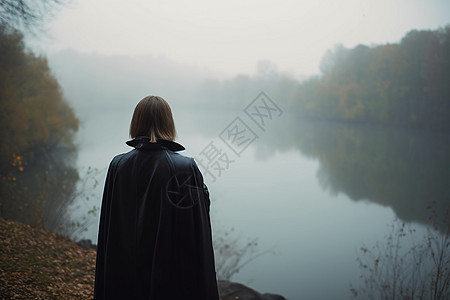 河边的人野外孤独的女人背景