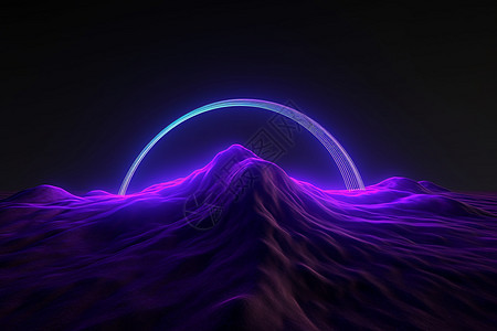 紫色光线绘制的山脉图片