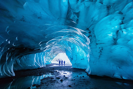 探索冰川水晶洞背景