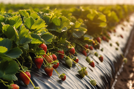 温室里生长的草莓图片